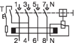 Circuit Drawing Proudový chránič, 4pólový, Typ A/S, selektivní