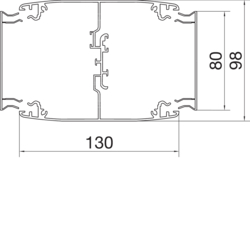 Product Cross Section Complete Oboustranný pilířek DA 200-80 pro standardní přístroje, s flexibilní hadicí hliník