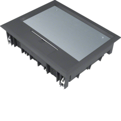 VE09129005 Víko podlahové krabice E09 obdelníkové pro 9 přístrojů, pro podlahy 12 mm černá