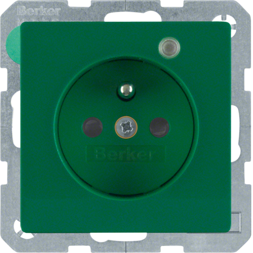 6765096013 Zásuvka s ochranným kolíkem a signalizační LED,  Q.x,  zelená sametová